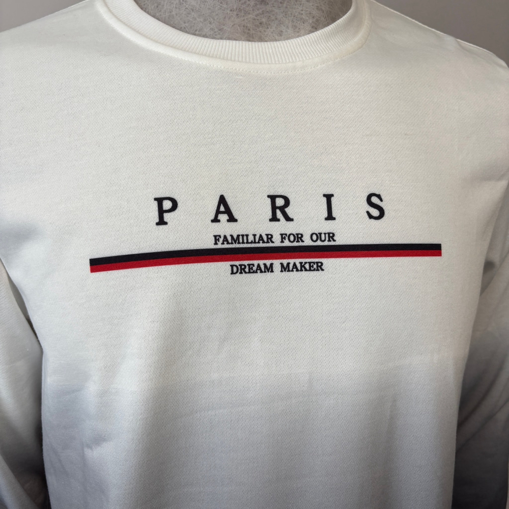 Shein Men's Size Medium White & Black Gradient Paris Pullover Sweater NIB - Picture 2 of 5